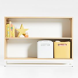 Outline White Metal and Wood 2-Shelf Bookcase