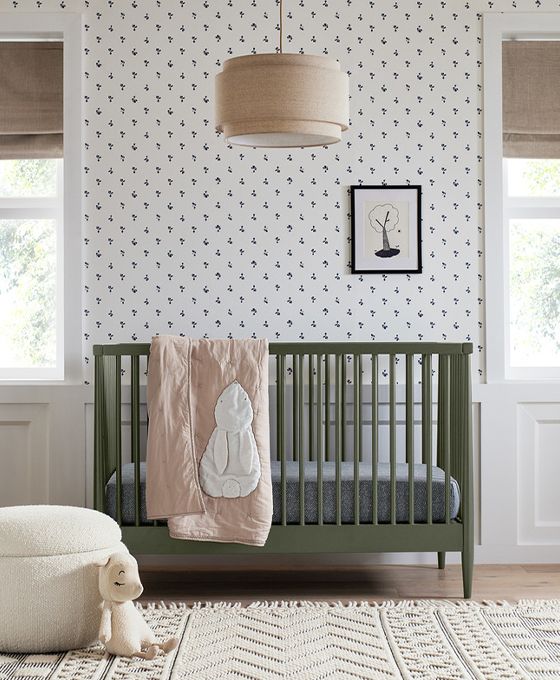 Hampshire Olive Green Wood Convertible Baby Crib