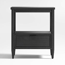 Bodie Ebonized Black Wood Kids Nightstand with Drawer