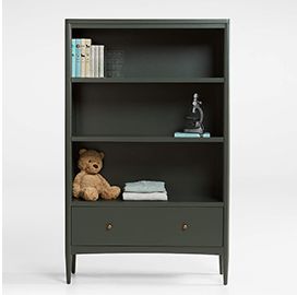 Hampshire Tall Olive Green Wood 3-Shelf Kids Bookcase with Drawer