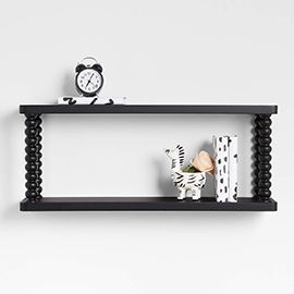 Jenny Lind Kids Black Wood Spindle Wall Shelf