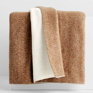 Alpine Cozy Ivory and Camel Tan Reversible Throw Blanket