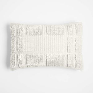 Lancaster Textured Pampas Ivory Plaid Lumbar Pillow Cover