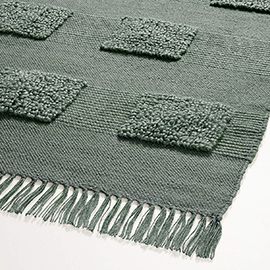 Gali Handwoven Green Textured Kids Performance Rug