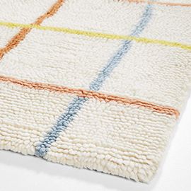 Warm Colored Grid Washable Kids Rug