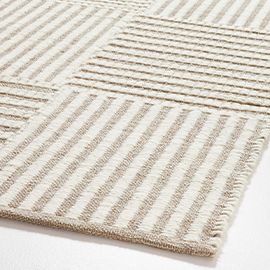 Flatweave Grid Dark Beige Kids Rug