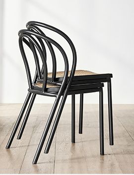 Linz Metal and Cane Stackable Dining Chair
