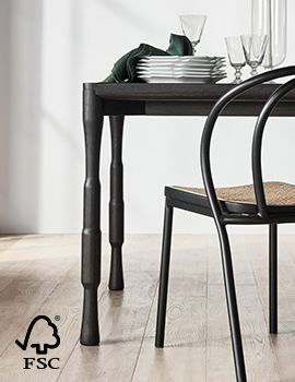 Norin Ebonized Oak Wood Extendable Dining Table