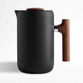 Fellow Clara Matte Black French Press with Walnut Handle