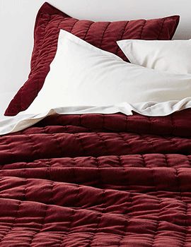 Organic Cotton Velvet Garnet Red Quilt