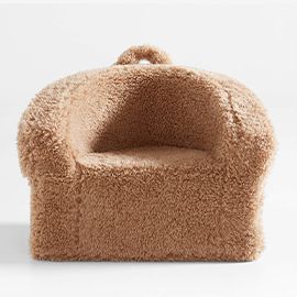 Large Sesame Brown Mongolian Faux Fur Kids Lounge Barrel Chair