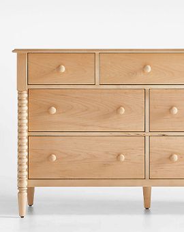 Jenny Lind Maple Wood Wide 7-Drawer Kids Dresser