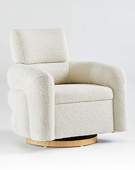 Snoozer Cream Boucle Nursery Swivel Glider Chair by Leanne Ford