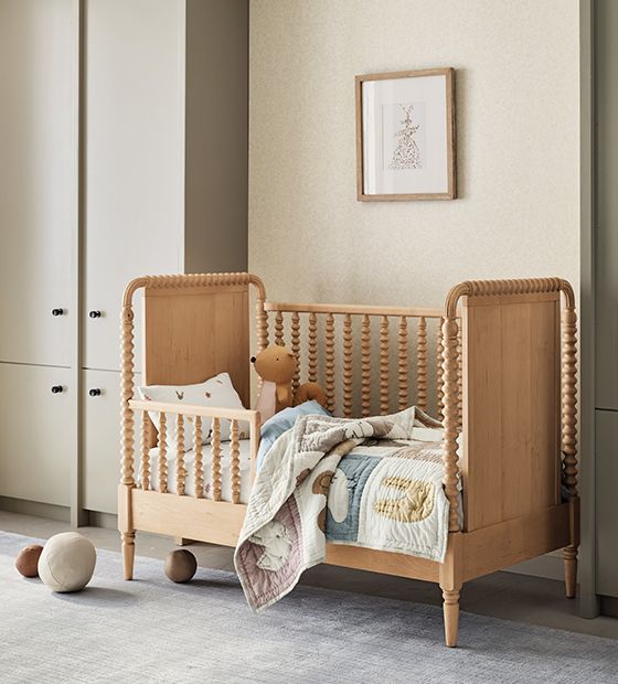Jenny Lind Maple Wood Spindle Convertible Baby Crib