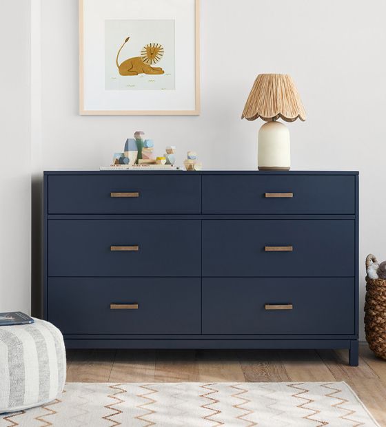Parke Navy Blue Wood 6-Drawer Kids Dresser
