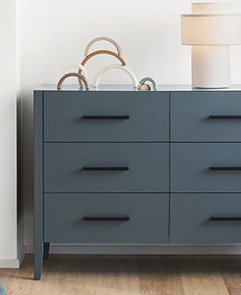 Ever Simple Slate Blue Wood 6-Drawer Kids Dresser