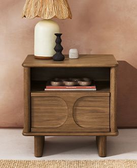 Wes Wood Nightstand with Drawer