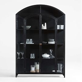 Ventana Black Glass and Metal Storage Cabinet