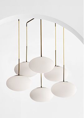 Moon Brass and Glass 6-Light Chandelier