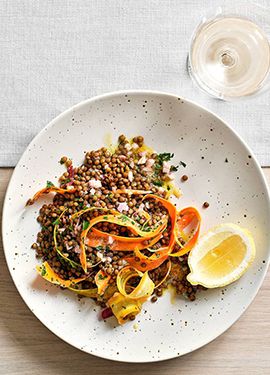 french lentil and shaved carrot salad