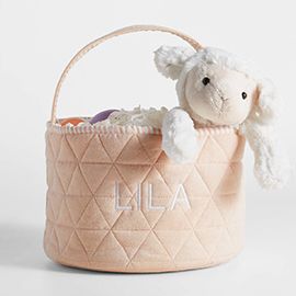 Elegant Pink Quilted Kids Easter Basket