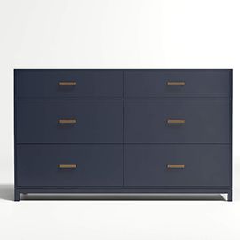 Parke Navy Blue Wood 6-Drawer Kids Dresser