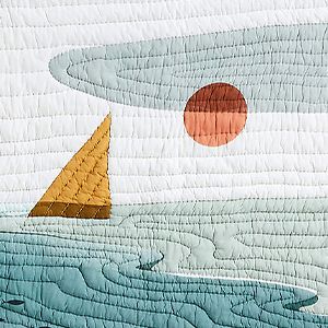 Ocean Dreams Embroidered Hand-Quilted Cotton Quilt