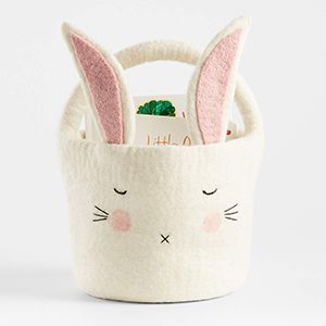 Felt White Bunny Easter Basket