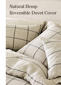 Natural Hemp Reversible Grid Duvet Cover