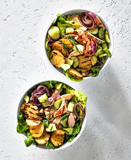 grilled chicken salad with garlicky dressing