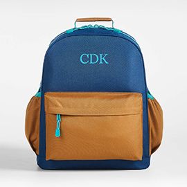 Colorblock Navy and Ochre Large Kids Backpack