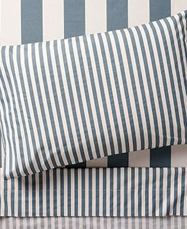 Riviera Slate Blue Stripe Organic Cotton Kids Sheet Set