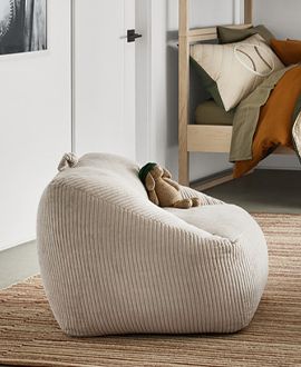Stone Tan Velvet Corduroy Kids Lounge Chair