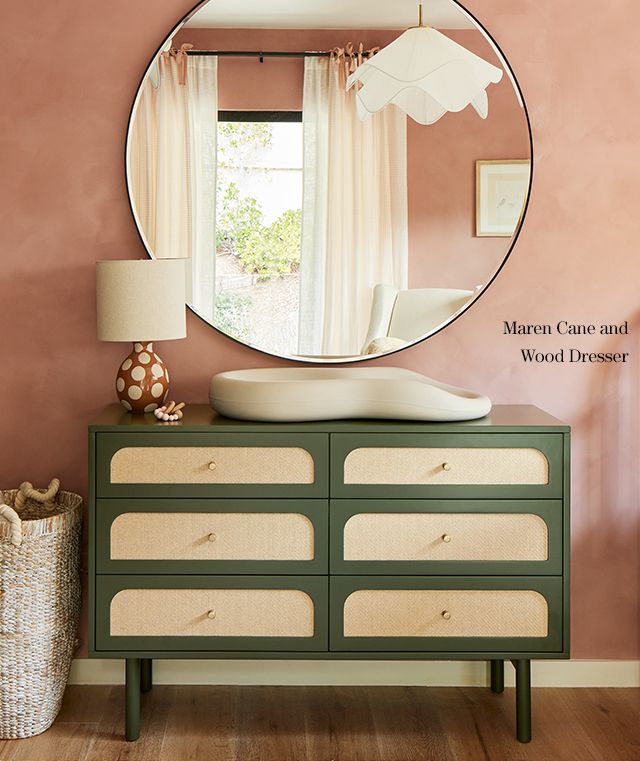 maren cane and wood dresser