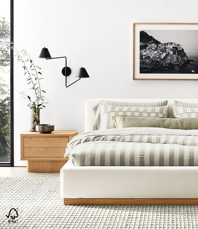 a modern, dreamy bedroom