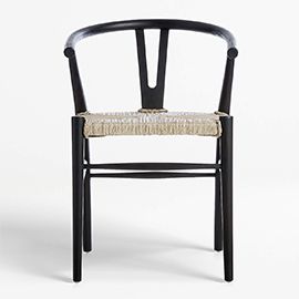 Crescent Black Wood Wishbone Dining Chair