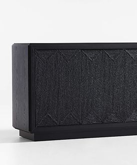 Roseau Charcoal Black Wood Sideboard Cabinet