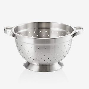 Footed stainless steel colander