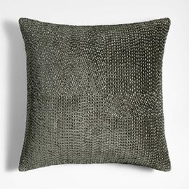 Sashiko Organic Cotton Velvet Throw Pillow