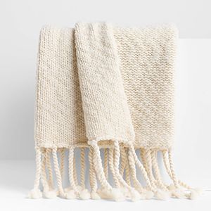 Chunky Wool Fringe Knit Throw Blanket