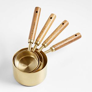 Acacia Wood and Gold Measuring Cups