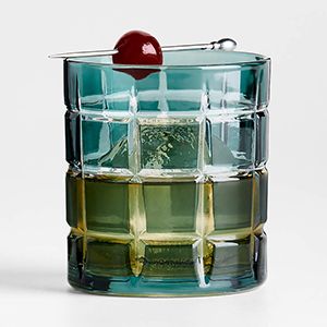 Windowpane Green Double Old-Fashioned Glass