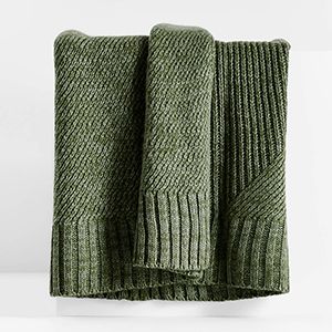 Sweater Knit Green Throw Blanket