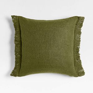 Casual Textured Fringe Cyprus Green Throw Pillow