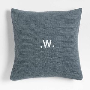 Organic Cotton Basketweave Blue Throw Pillow Cover