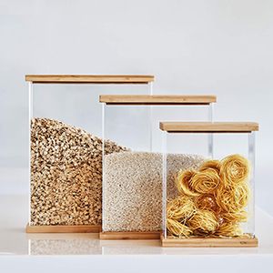 Acrylic Kitchen Canisters with Bamboo Lids