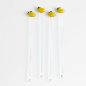 Lemon Icon Glass Drink Stirrers