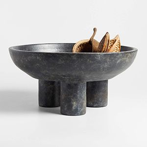 Black Tri-Footed Ceramic Centerpiece Bowl