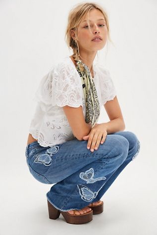 Driftwood Eva X Butterfly Patchwork Flare Jeans