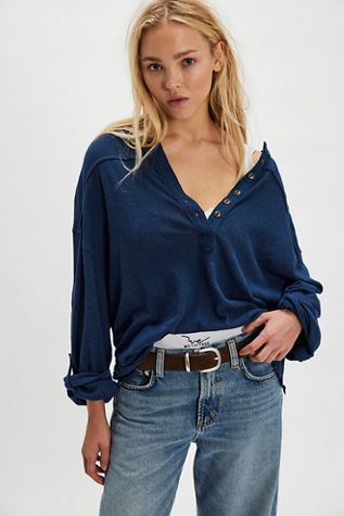 We The Free Cotton-Linen Henley Tee